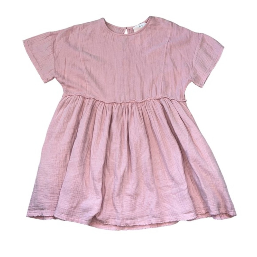 NWT Evelyn Gauze‎ Short Sleeve Raw Edge Pink Mini Dress Size Small oversized